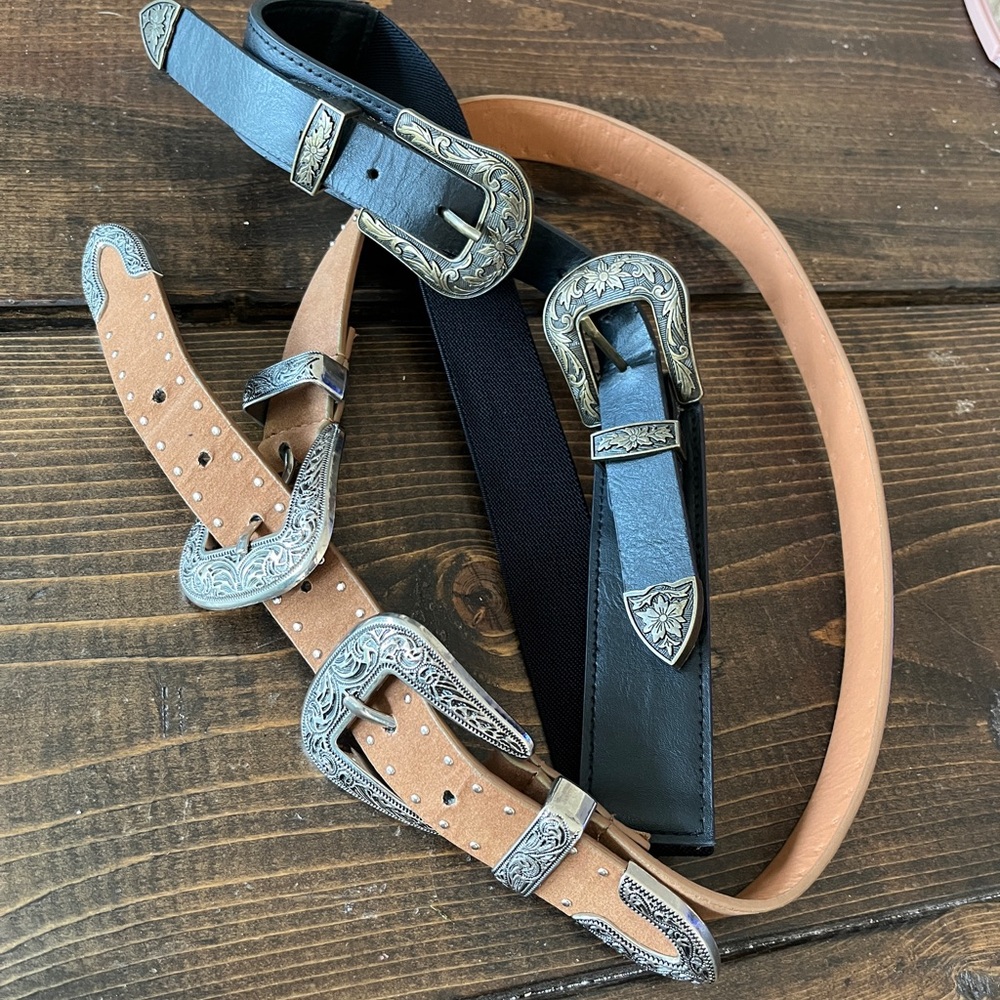 Western-Style Women’s Belt Set in Black and Tan